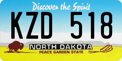 ND license plate KZD518