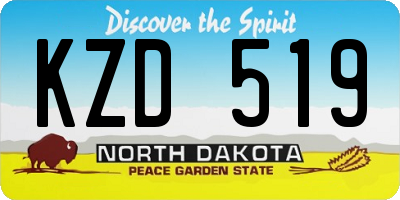 ND license plate KZD519