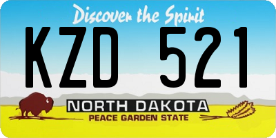 ND license plate KZD521