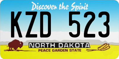 ND license plate KZD523