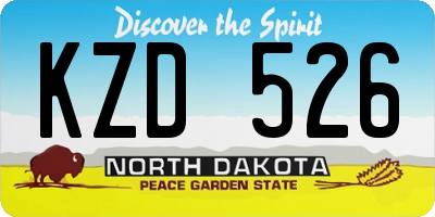 ND license plate KZD526