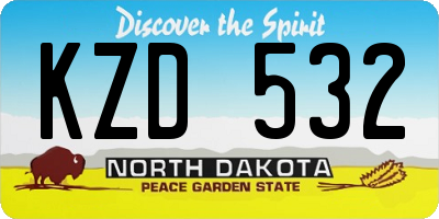 ND license plate KZD532