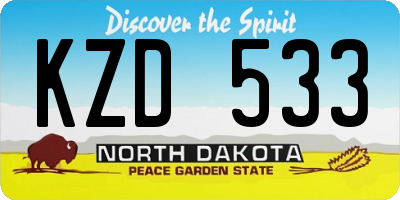 ND license plate KZD533