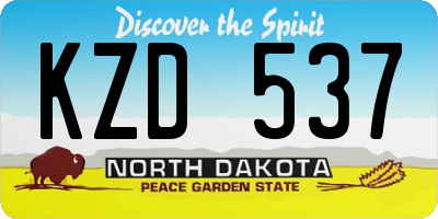 ND license plate KZD537