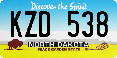 ND license plate KZD538