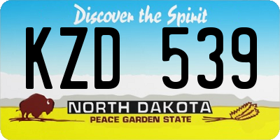 ND license plate KZD539