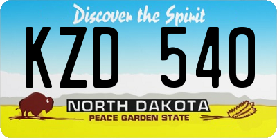 ND license plate KZD540