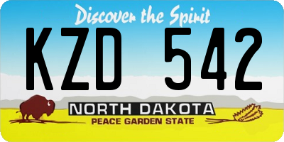ND license plate KZD542