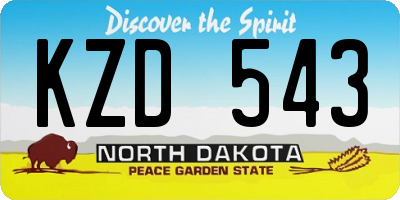 ND license plate KZD543