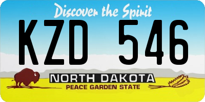 ND license plate KZD546