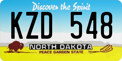 ND license plate KZD548