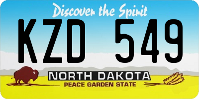 ND license plate KZD549