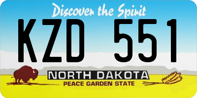 ND license plate KZD551