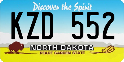 ND license plate KZD552