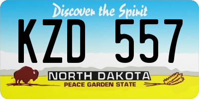 ND license plate KZD557