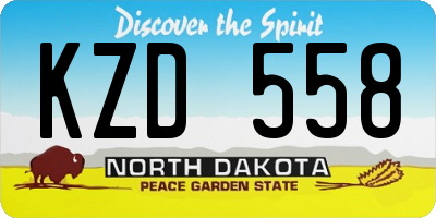 ND license plate KZD558