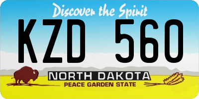 ND license plate KZD560