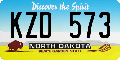 ND license plate KZD573