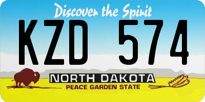 ND license plate KZD574