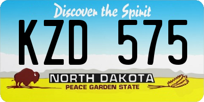 ND license plate KZD575