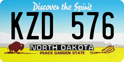 ND license plate KZD576
