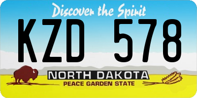ND license plate KZD578