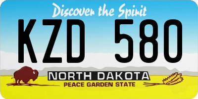 ND license plate KZD580