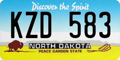 ND license plate KZD583