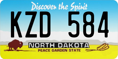 ND license plate KZD584