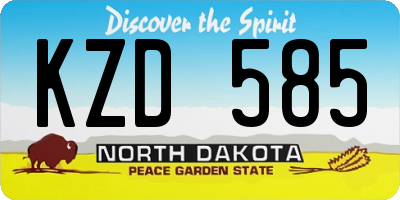 ND license plate KZD585