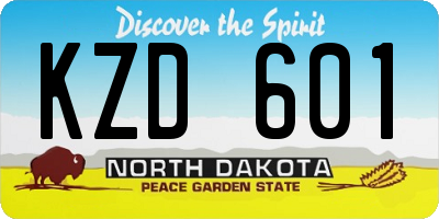 ND license plate KZD601