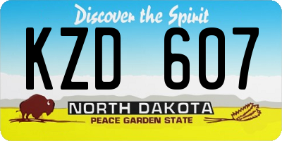 ND license plate KZD607