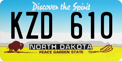 ND license plate KZD610