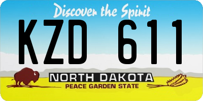 ND license plate KZD611
