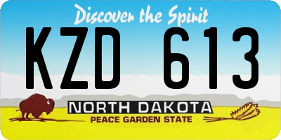 ND license plate KZD613