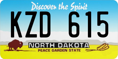 ND license plate KZD615