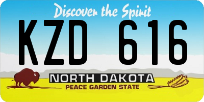 ND license plate KZD616