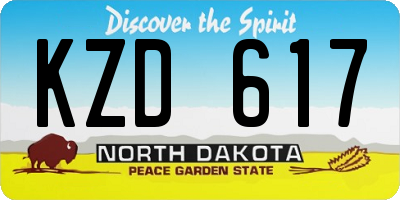 ND license plate KZD617