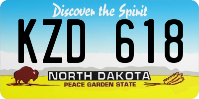 ND license plate KZD618