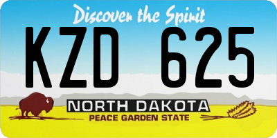 ND license plate KZD625