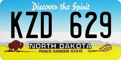 ND license plate KZD629