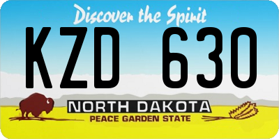 ND license plate KZD630