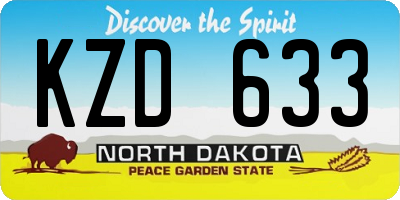 ND license plate KZD633