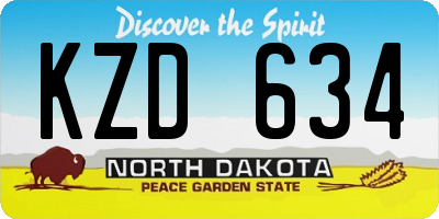 ND license plate KZD634