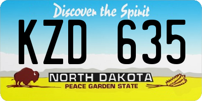 ND license plate KZD635