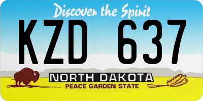 ND license plate KZD637