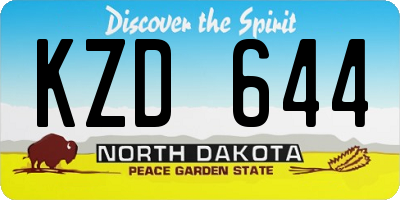 ND license plate KZD644
