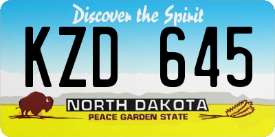 ND license plate KZD645
