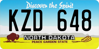 ND license plate KZD648
