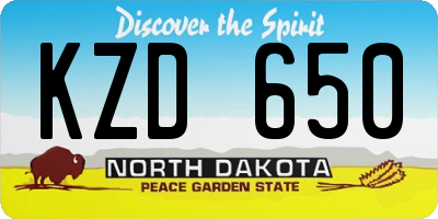 ND license plate KZD650